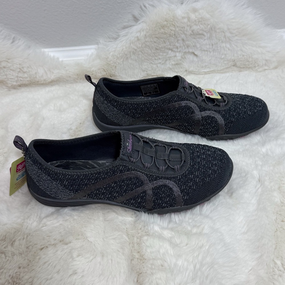 Skechers Slip On Shoes Gray Black Air Cooled Memory Foam Sneakers, Size 9.5